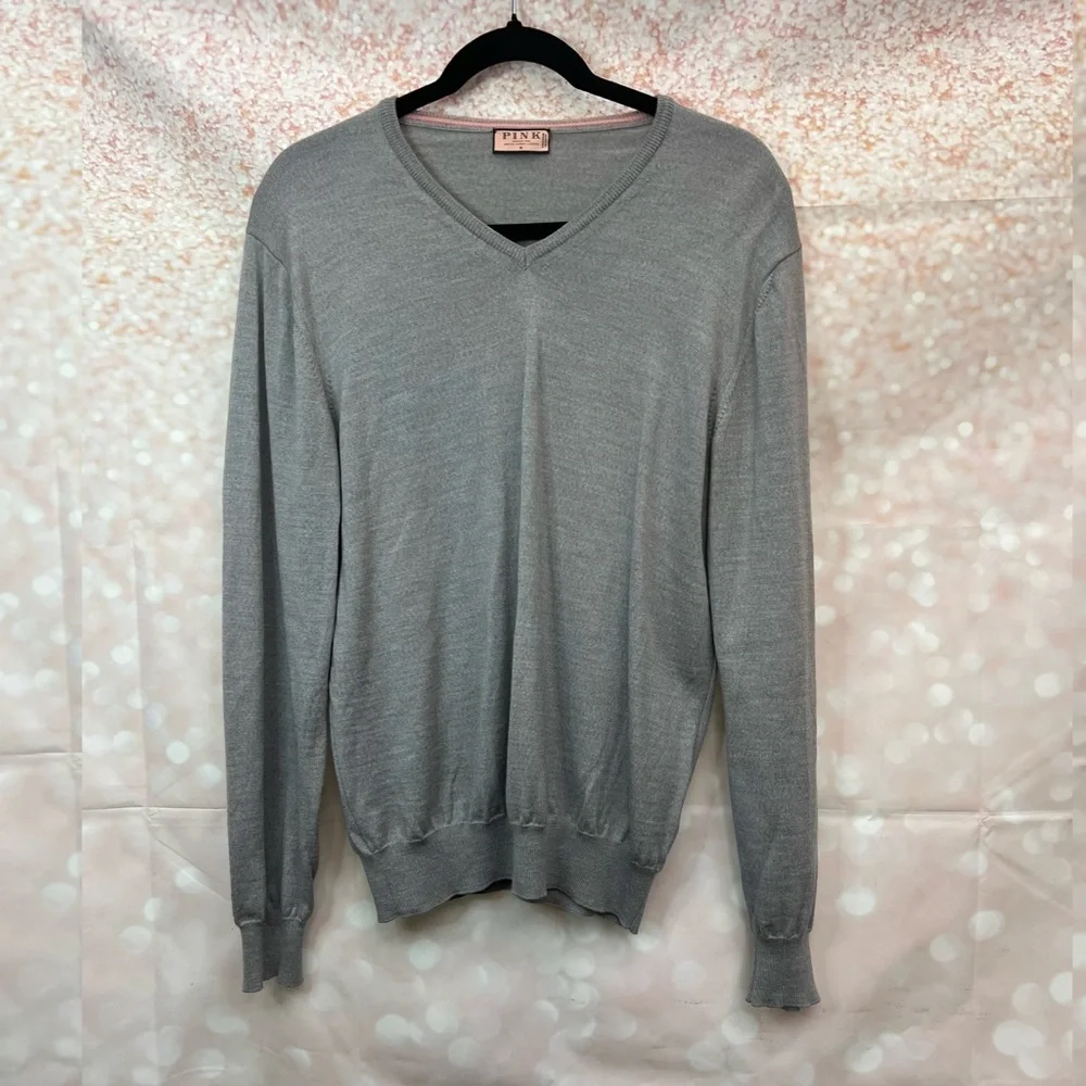 Thomas Pink Merino Wool V-Neck Sweater, Jumper - Picture 2 of 9